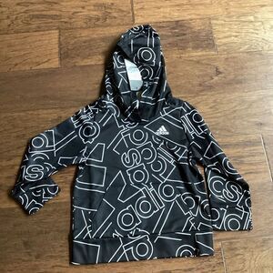 NWT‎ Boys Adidas drifit Hoodie Black/white AOP